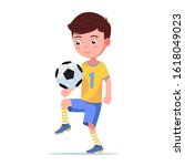 boy football player kicks the... | Shutterstock .eps vector #1618049023