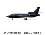 Modern black corporate business jet isolated on white background