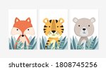 cute posters with little fox ... | Shutterstock .eps vector #1808745256