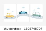 Cute Posters With Cars  Vector...