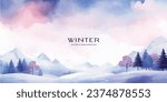 winter watercolor background...