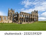 View of whitby abbey against...
