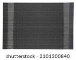 Small photo of Top view of black woven rectangular placemat, isolated