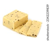 Small photo of Cheese Raclette with truffle 49%,Margot Fromage on a white background