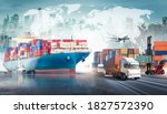 Small photo of Global business logistics import export background and container cargo freight ship transport concept