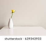 Yellow Rose In Small White Vase ...