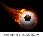 The soccer ball flies with lightning fast magical effects in a f