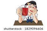 woman holding glass of red wine ... | Shutterstock .eps vector #1829096606