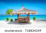 Beach Hut Overlooking Blue Sea