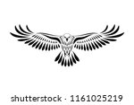 Engraving Of Stylized Hawk....