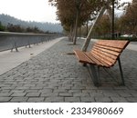 Small photo of Benches in the Bicentennial Park, Santiago, Chile