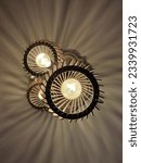 Small photo of Hanging lampshade kalle wood and beautiful shadow