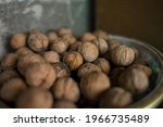 Lot Of Walnuts Are In The Bucket