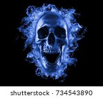 Skull In Blue Fire Wallpaper 3d ...