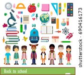set of characters and school... | Shutterstock .eps vector #690416173