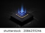 token nft text on cpu chip with ... | Shutterstock .eps vector #2086255246