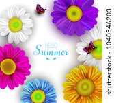 summer card with flowers and... | Shutterstock . vector #1040546203