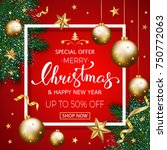 merry christmas sale banner... | Shutterstock . vector #750772063