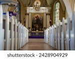 Small photo of 18.02.2024. Valmiera. Latvia. Lenten Reflections: Altar in the Season of Lent. Quiet Contemplation: Church Altar During Lent.
