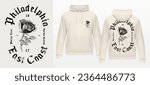 Art design of urban fusion, white hoodie and template, urban philadelphia design that blends rose ant gothics fonts, victorian illustration Gothic font, gang art