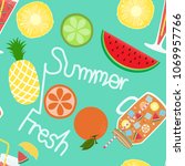 seamless juice on summer tone... | Shutterstock .eps vector #1069957766