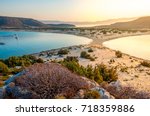 Simos beach in Elafonisos island in Greece. Elafonisos is a small Greek island between the Peloponnese and Kythira with idyllic exotic beaches and waters
