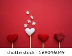 Hearts made by hands as a gift for Valentine`s day. Fall in love heart
