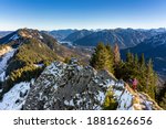 Hike in the Ammergau Alps to the Brunnenkopf - panorama, distant view of the Graswang Valley, Hennenkopf and Laubeneck