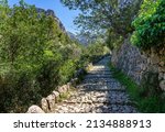 Small photo of Hiking holidays Mallorca - the GR221 long-distance hiking trail through the Barranco de Biniaraix gorge near Soller - old stone trail