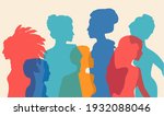 multi ethnic women silhouette.... | Shutterstock .eps vector #1932088046