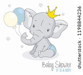 Baby Shower Boy. Cute Elephant...