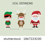 santa claus reindeer and elf... | Shutterstock .eps vector #1867223230