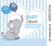Baby Shower Boy. Elephant With...