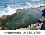 Small photo of Bogey Hole in Newcastle, NSW is the oldest ocean bath in Australia. Also known as the Commandant's Baths, this heritage-listed sea bath was hewn from a sandstone and conglomerate rock
