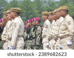 Small photo of Line of troops at the 78th Marine Corps Anniversary event at Bhumi Marines Cilandak, South Jakarta, Wednesday, November 15, 2023.