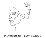 Continuous line, drawing of set faces and hairstyle, fashion concept, woman beauty minimalist, vector illustration for t-shirt, slogan design print graphics style
