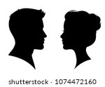 man and woman silhouette face... | Shutterstock .eps vector #1074472160