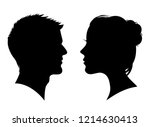 man and woman silhouette. face... | Shutterstock .eps vector #1214630413