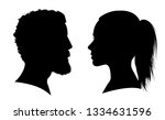 man and woman face silhouette.... | Shutterstock .eps vector #1334631596