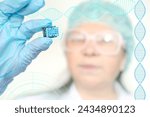 Electronic chip, bug in scientist's hand, Highlighting advancements in medical technology and neuroscience research, cognitive enhancement, Ethical Implications of Neural Implants