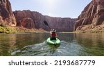 Adventurous woman on a kayak...