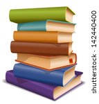 stack of multi colored books | Shutterstock .eps vector #142440400