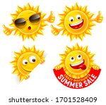 set of cheerful sun characters. ... | Shutterstock .eps vector #1701528409