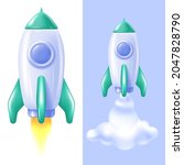 space rocket launch and fly. 3d ... | Shutterstock .eps vector #2047828790