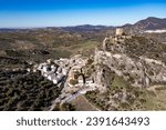 Small photo of Castle of Zahara de la Sierra and Zahara de la Sierra village, a famous "white village" in Cadiz, Spain.