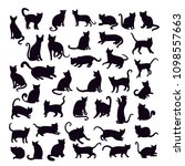 blecks silhouettes cats | Shutterstock .eps vector #1098557663