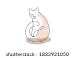 modern one line art cat with... | Shutterstock .eps vector #1832921050