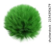 fluffy ball, furry green sphere isolated on white background (3d rendering)