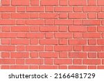 Small photo of old red ochre painted clean brick wall as harmonic background