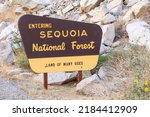 Small photo of Bakersfield, USA - May 22, 2022: entrance sign Sequoia National forest in Bakersfield, USA.